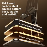 360 °   Support de téléphone et tablette pliable et rotatif en acier au carbone, support de bureau réglable multi-angles, berceau portable pour iPhone iPad