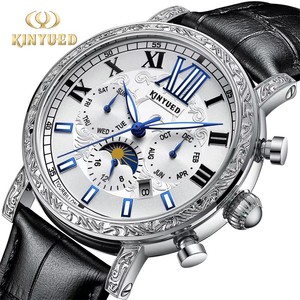 KINYUED – montre mécanique pour hommes, mouvement automatique, bracelet en cuir, étanche, 3 bars, phase de lune, affichage des aiguilles lumineuses, vente en gros - Product Image 2