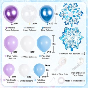 Decoraciones para <span class=keywords><strong>Fiesta</strong></span> Temática de Invierno, Kit de Arco de <span class=keywords><strong>Globos</strong></span> con Copos de Nieve, <span class=keywords><strong>Globos</strong></span> Metálicos Azules y Morados para Cumpleaños y Baby Shower - Product Image 3