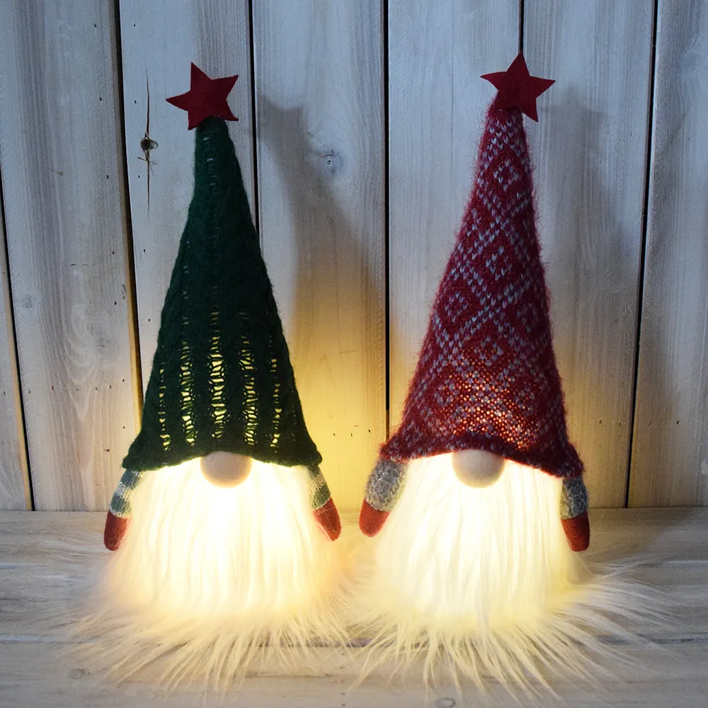 2022 Xmas Holiday Lighted Ornament Gonk Knitted Gnomes Doll LED Christmas Decoration