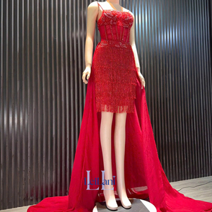 Robe de soirée de luxe pour femme, coupe évasée, en soie ornée de strass, à manches classiques, pour fêtes d'hiver - Product Image 1