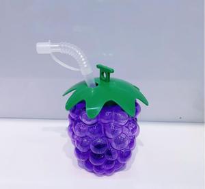 PET kullanımlık 500ml/16oz üzüm plastik kamışlı bardak meyve şeklinde meyve suyu fincanı ev kullanımı ve çay dükkanı promosyonlar için - Product Image 5