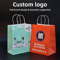 Sacs en papier personnalisés, kraft brun naturel avec poignée, pour boulangerie, emballage personnalisé, sacs de courses recyclables avec impression de logo