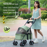 Poussette pour animaux de compagnie à 4 roues, ultra-légère, 4,9 kg, chariot de voyage pour chien et chat, pliable, poussette pour chien à trois roues avec absorption des chocs