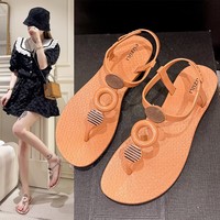 Sandales tongs pour femmes, nouveau style, design tendance, talon plat, respirantes, antidérapantes, confortables, plage, vacances d'été