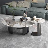 Table basse de salon Xuanzhen en marbre noir et acier inoxydable, table centrale de luxe, table basse design classique nordique