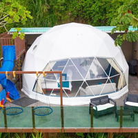 Dôme géodésique en aluminium, maison en acrylique, dôme en PVC, diamètre 10m 15m, tente dôme géodésique, auvent d'hôtel avec salle de bain