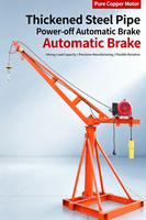 Mini-grue de chantier extérieure certifiée CE, câble métallique galvanisé de 30 m, grue rotative à 360°, freinage automatique à coupure de courant, capacité nominale de 400 kg