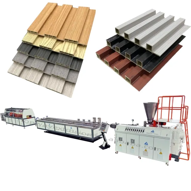 PVC Fluted Wall Panel Extruder Making Machine PE PVC WPC Louver Grating wall Panel extrusion Production Line