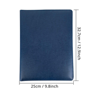 Carpeta de archivos de cuero PU azul con logotipo personalizado, organizador de carpetas de cartera de documentos