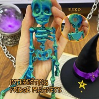 Imanes de nevera con forma de esqueleto, esqueleto magnético impreso en 3D para Halloween, decoraciones de esqueleto móvil impresas en 3D para oficina o casillero