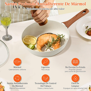 Batterie de cuisine en aluminium forgé avec poignée en bakélite et revêtement marbré antiadhésif – Offre Spéciale - Product Image 6