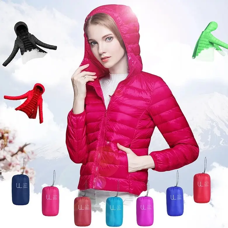 महिला की पानी प्रतिरोधी सर्दियों foldable बंधन अल्ट्रा प्रकाश नीचे जैकेट ultralight नीचे जैकेट नीचे लंबी पैदल यात्रा जैकेट
