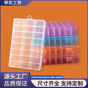 Caja de Almacenamiento de Plástico con Asa, 24 Compartimentos, Divisores Extraíbles, Tapa Transparente, Organizador para Joyas, Piezas Pequeñas y Medicamentos - Product Image 3