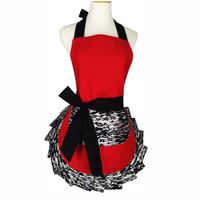 Tablier sexy rétro amusant en dentelle noire avec poche pour femmes et filles