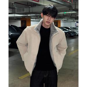 เสื้อแจ็คเก็ตหนังกลับบุขนเชอร์ปาสไตล์อเมริกัน คอตั้ง อุ่นสบาย ทรงหลวม สำหรับผู้ชาย ปิดซิป เหมาะสำหรับใส่ในฤดูหนาว ขายส่ง - Product Image 3