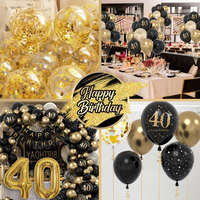 Kit d'arche de ballons en latex noir et or pour 18e anniversaire, forme sphérique, pour fête et célébration, métallisé épaissi