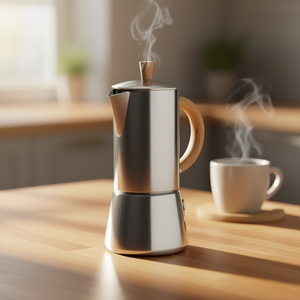 Cafetera Cilio Figaro para 6 Tazas, Acero Inoxidable, Asa de Madera, Cafetera Moka - Product Image 3