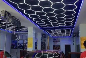 Hình lục giác chi tiết hội thảo trần đèn LED cho cửa hàng xe hơi và nhà để xe tổ ong Đèn lục giác LED ánh sáng - Product Image 5