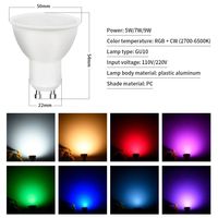 Ampoule intelligente Tuya WiFi GU10 5W, projecteur LED à intensité variable, compatible avec Alexa Google Home, contrôle par application, lampe RGBW