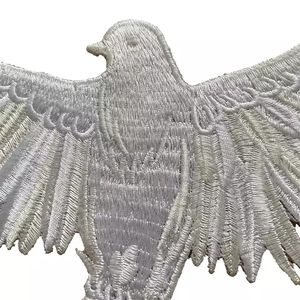 Parche Bordado de Paloma de la Paz Blanco/Negro, Parche de Tela Bordado de Aves Grandes para Planchar en Chaquetas, Parche de Tela para Manualidades - Product Image 4