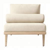 Canapé-lit minimaliste haut de gamme en tissu de lin, banc de luxe de 76 pouces avec structure en bois pour salon de villa, meubles sur mesure