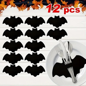 Hiện đại Halloween bí ngô hình bộ đồ ăn dùng một lần thiết lập Matte kết thúc nhựa dao nĩa kẹo Clip BAT placemat cho các bên - Product Image 1