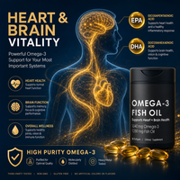 Capsules d'huile de poisson extra forte -3, de pêche sauvage, marque privée OEM, 2000 mg par capsule, sans OGM