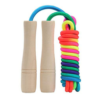 Corde à sauter colorée arc-en-ciel avec poignée en bois filetée simple, idéale pour le fitness et la perte de poids – Vente directe usine NJ