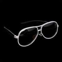 Lunettes de soleil en argent sterling glacé, monture en or, diamants vvs, moissanite