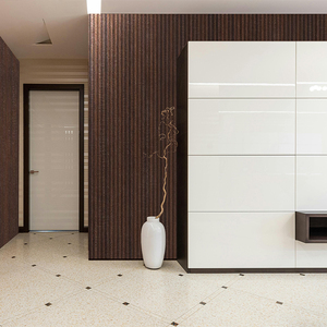 Panel de pared de fondo de entrada de habitación de Hotel personalizado grano de madera WPC venta al por mayor clásico fácil de instalar construcción rápida - Product Image 3