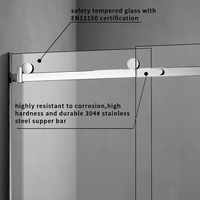 Baide portes coulissantes en verre trempé sans cadre, boîtier de douche, salle de bain, en fibre de verre, cabine de douche