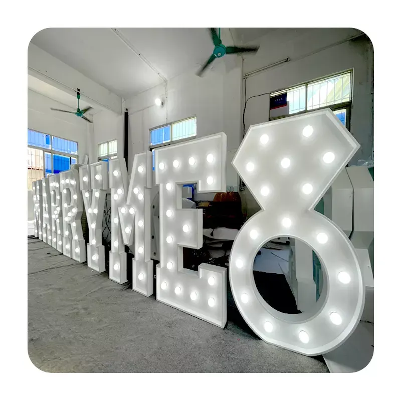 Fabricante Personalizado À Prova D' Água Gigante Iluminar Números Sinal LED Light up Luzes Marquee Letras para Decoração Do Casamento Evento Prop