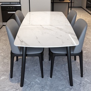 Prix de gros nordique moderne léger luxe design salle de restaurant mariage ardoise tables à manger et 6 chaises ensemble - Product Image 2