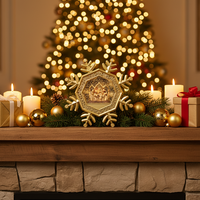 Ornement flocon de neige LED en acrylique, globe à eau flocon de neige de Noël, décoration de la Sainte Famille, modèle chinois YM8015718, approvisionnement B2B