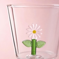 Ensemble de tasses en verre borosilicate soufflé à la main Lefu avec fleurs en trois dimensions, passe au micro-ondes et au lave-vaisselle, idéal pour les cadeaux
