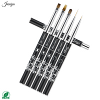 Ensemble de pinceaux à ongles en métal noir à motif floral élégant, poignée ergonomique, outils pour l'application de vernis gel UV et de gel de construction