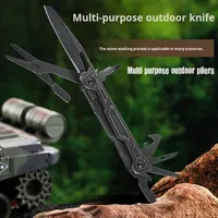 Couteau de camping multifonctionnel industriel en acier inoxydable 19-en-1 pliable à monter sur voiture, ouvre-bouteille, survie en plein air, usage quotidien, OEM