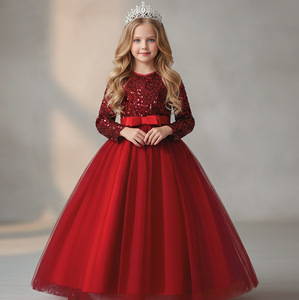 <span class=keywords><strong>Robe</strong></span> de Soirée Longue en Tulle à Manches Longues et Grand Nœud à Paillettes <span class=keywords><strong>pour</strong></span> Filles, Idéale <span class=keywords><strong>pour</strong></span> Anniversaires et Mariages (Vente en Gros) - Product Image 5