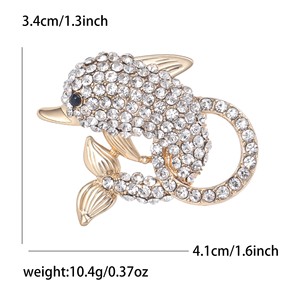 Atacado para Mulheres Menina Presente Moda Rhinestone Jóias Animal Golfinho De Metal Broches - Product Image 5