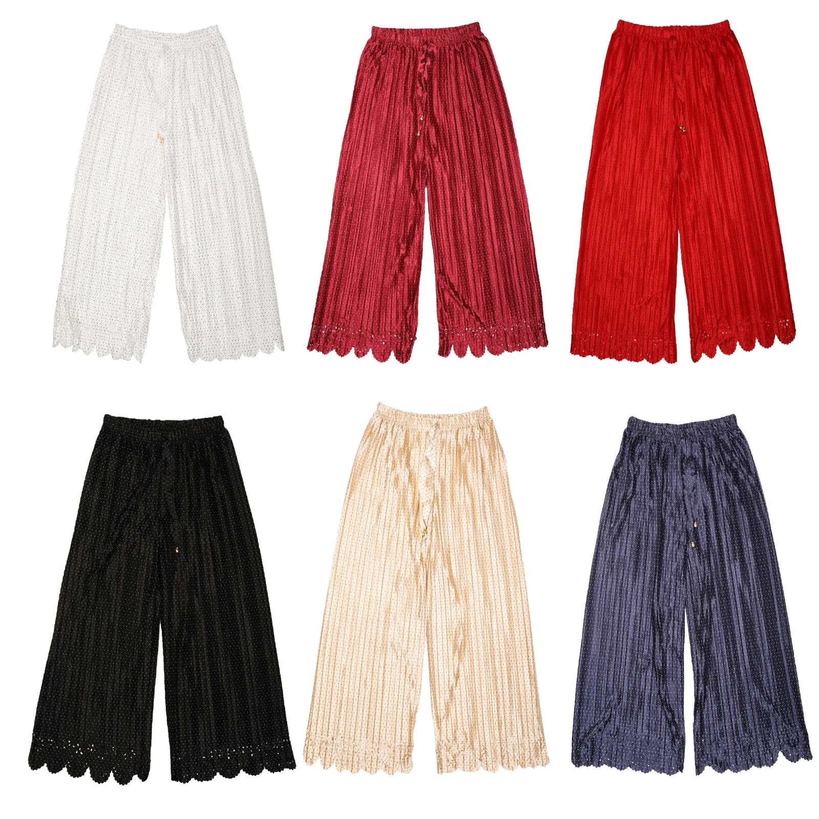 Kann angepasst werden Frühling und Sommer Dot Damen Spitzen hose Füße Hohe Taille Schlanke Hose Damen Loose Wide Leg Cropped Hose