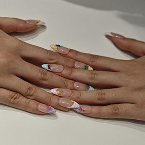 <span class=keywords><strong>Uñas</strong></span> Postizas Modernas Muhaha, Diseño Francés Veraniego a Cuadros con Frutas - Product Image 5