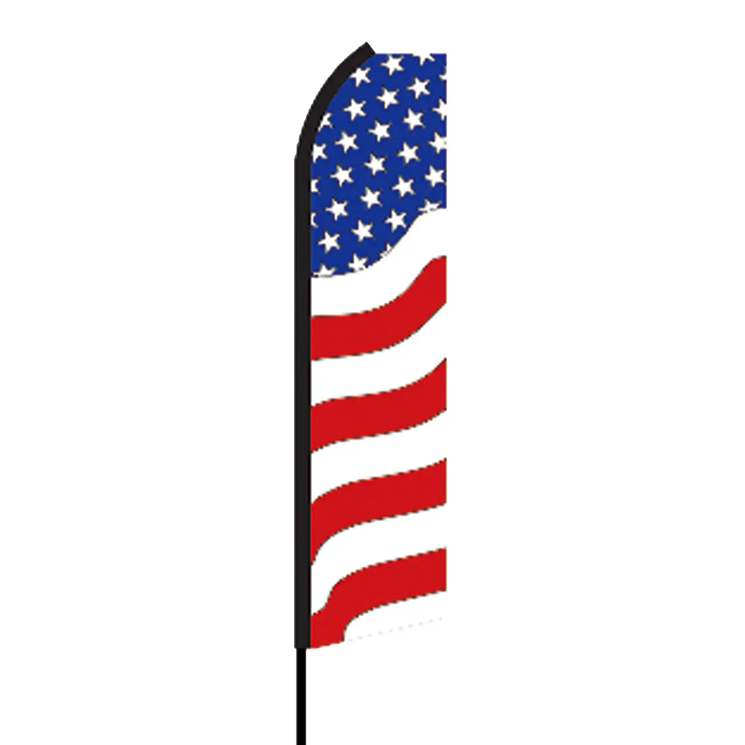 Livraison rapide en 48h, drapeaux en plumes avec tige en fibre de verre, support écran imprimé, drapeau en plumes de la gloire américaine