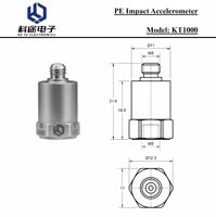 Akselerometer Kejut Tinggi Piezoelektrik Satu Sumbu PE Output Pengisian Daya Sensor Akselerasi Kejut Transduser Getaran ±10000g 5pC/g