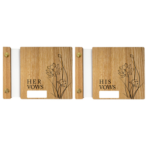 Couverture rigide graver fleur de lotus en bois et faux cuir relié pour la mariée et le marié pour faire leurs livres de vœux de mariage - Product Image 4