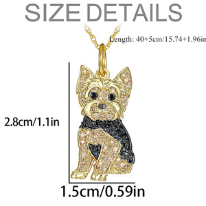 Ensemble boucles d'oreilles et collier avec pendentif chien adorable - Yorkshire Terrier doré, bijoux minimalistes exquis pour animaux de compagnie, cadeau, souvenirs - Product Image 3
