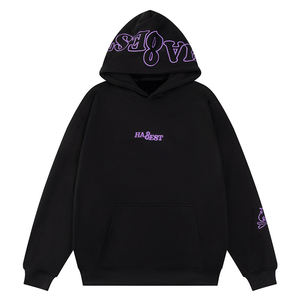 Homens Premium Custom Bordado Chama Hoodie Streetwear <span class=keywords><strong>Pullover</strong></span> com 3D Puff Lettering e Fire 242 - Product Image 5