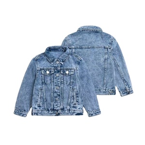 Chaqueta vaquera suave y cepillada estilo coreano para niñas, informal, para primavera y otoño, con bolsillos delanteros, venta al por mayor - Product Image 1