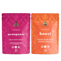 Pochette debout étanche à l'humidité de gousset de fond imprimé personnalisé Sacs d'emballage de thé vides amincissants à base de plantes en aluminium avec fermeture éclair