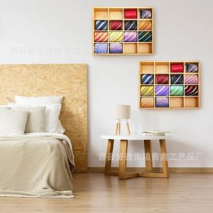 Boîte organisatrice de cravates en bois, murale, 4 couches, multi-compartiments, pour cravates pour hommes, utilisation en intérieur - Product Image 1